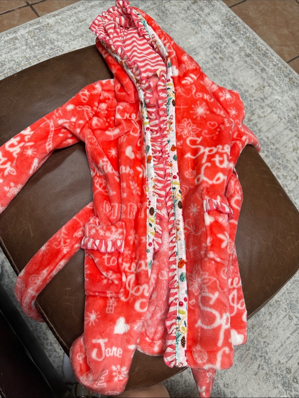Matilda Jane Girls Red & Pink Fleece Hooded Robe